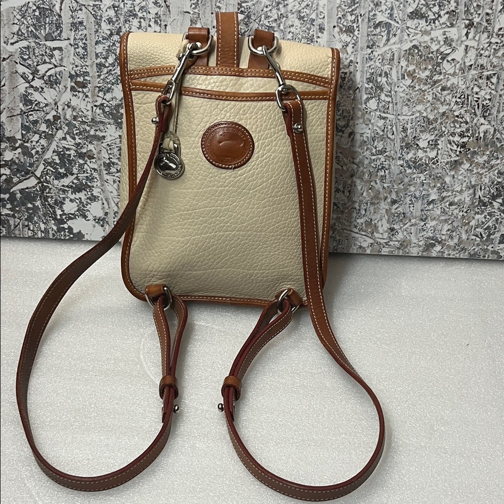 Dooney & Bourke Cream Pebbled Leather Backpack USA Made